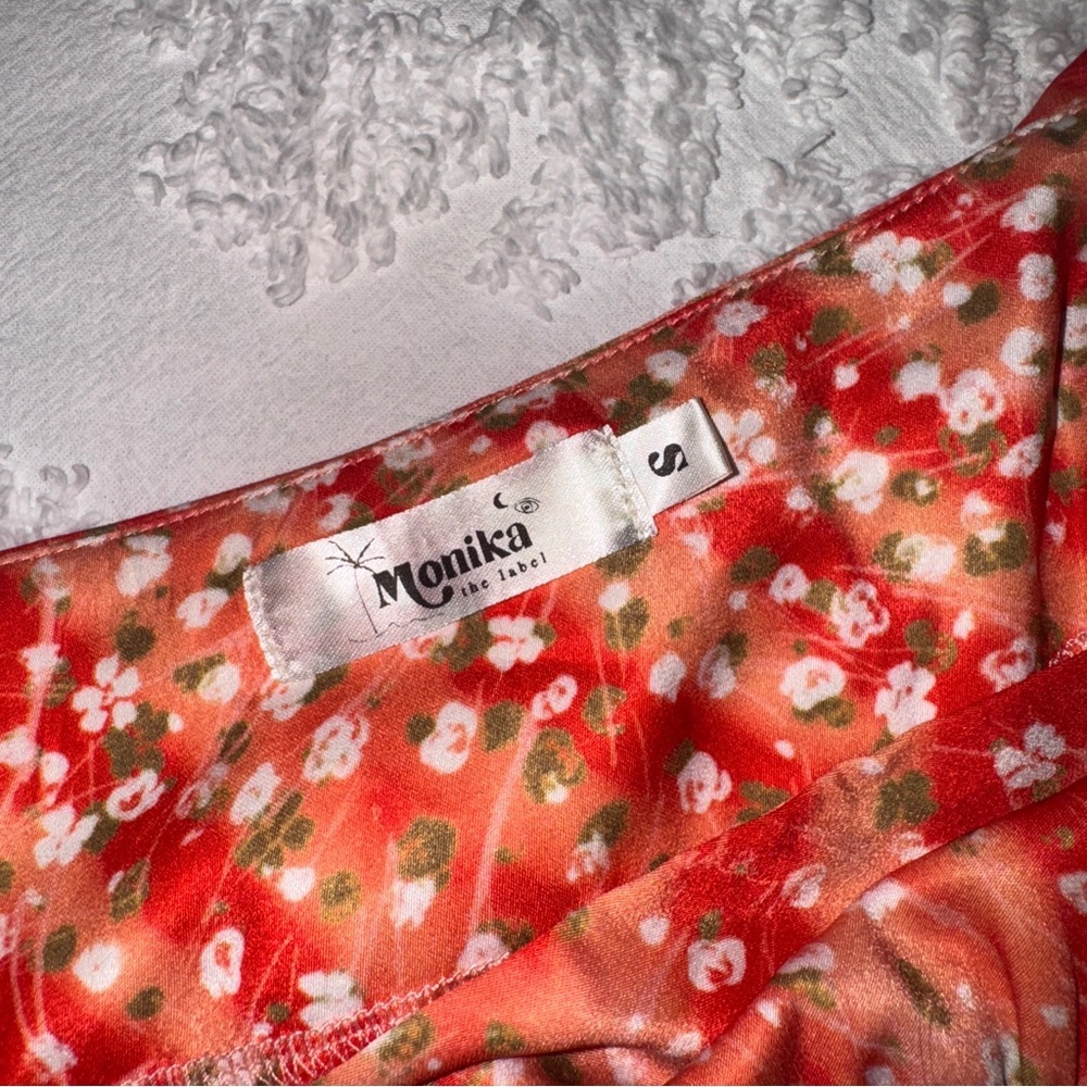 Monika the Label Alana Mini Slip Dress in Red Micro Floral - Picture 5 of 9